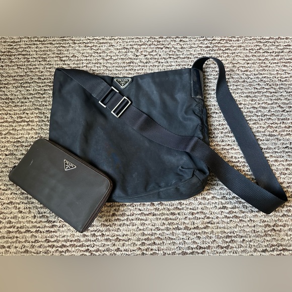 PRADA 2 Piece Set- Nylon Crossbody and Nylon Wallet - Picture 1 of 16